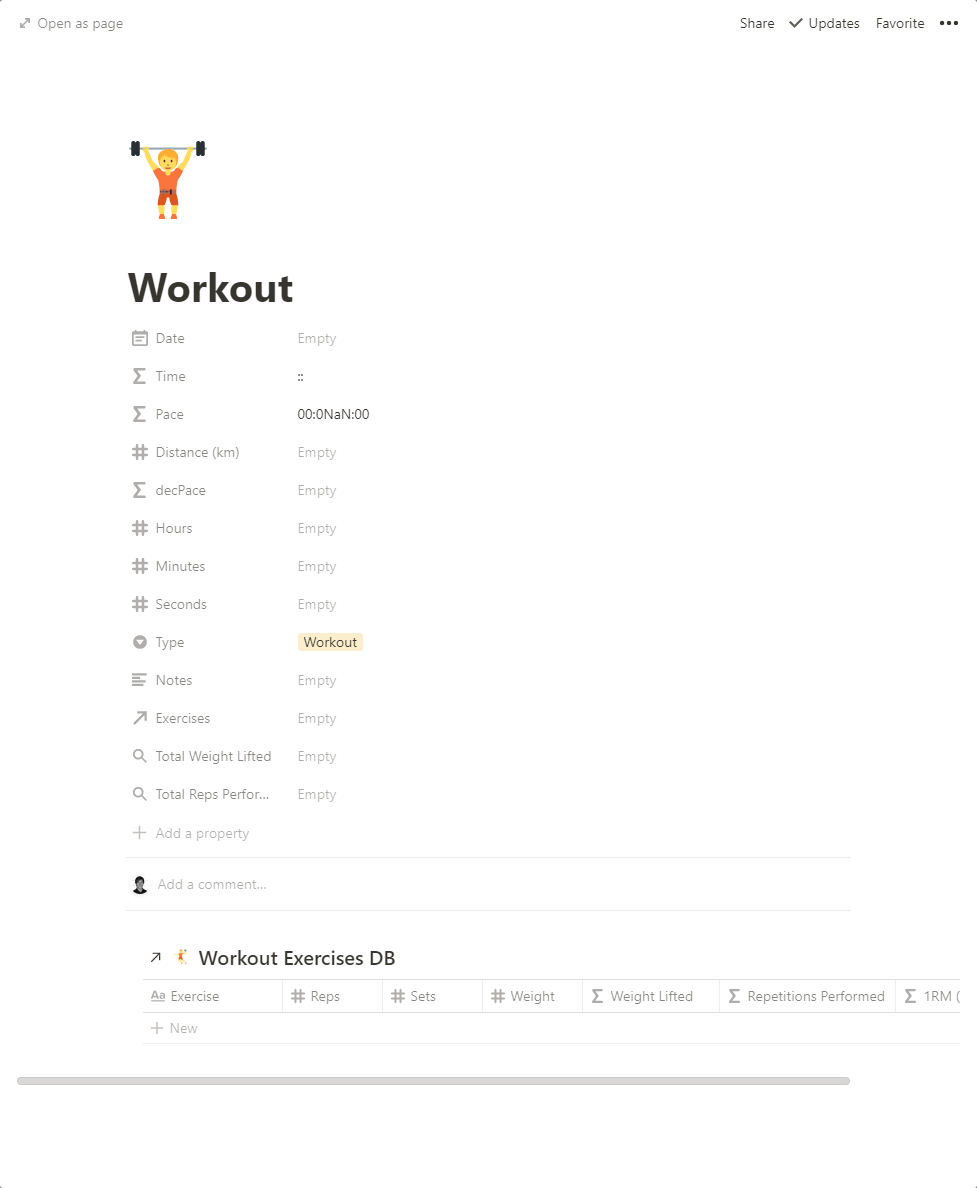 notion workout template